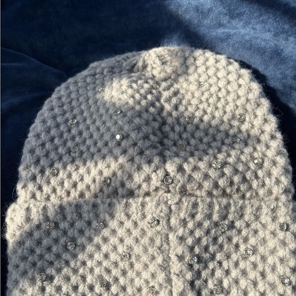 Anthropologie/Maeve Rhinestone Gray Waffle Knit Beanie - NWT - Picture 4 of 6